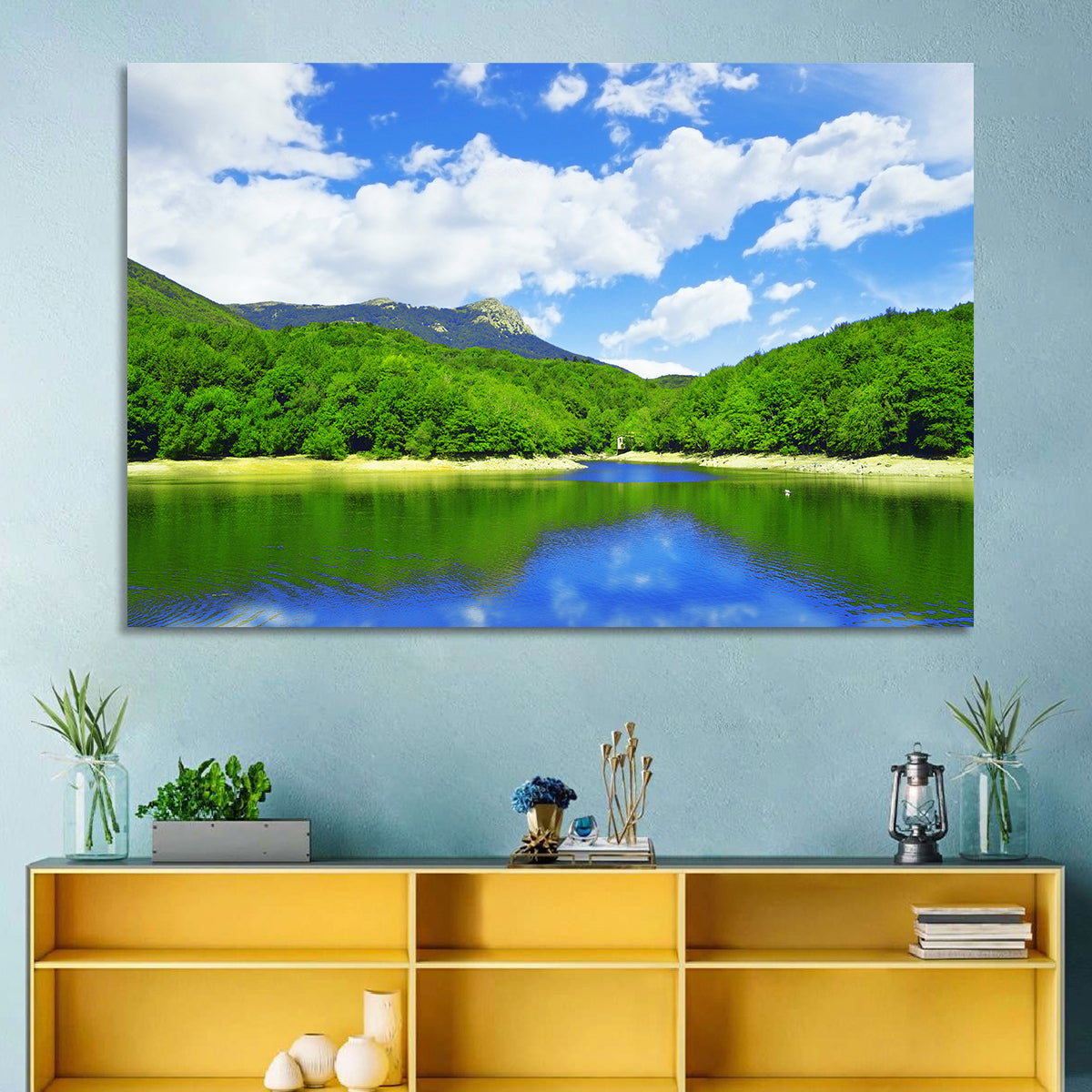 Montseny Mountains from Santa Fe Lake Wall Art in a room, landscape