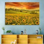 Sunflower Field at Golden Hour Wall Art