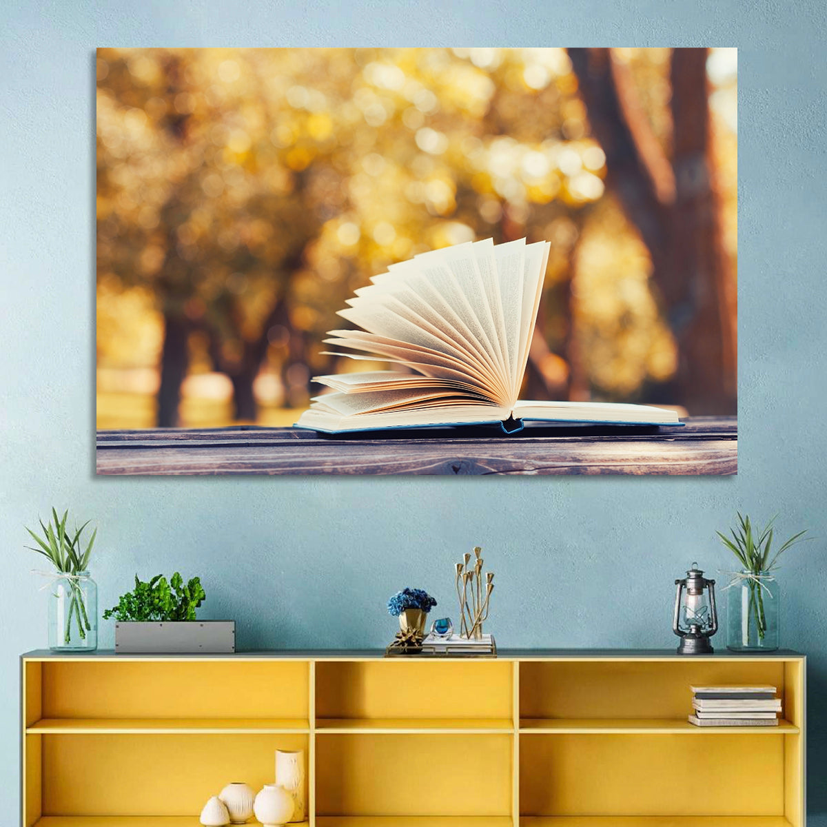 Open Book in Golden Autumn Light Wall Art