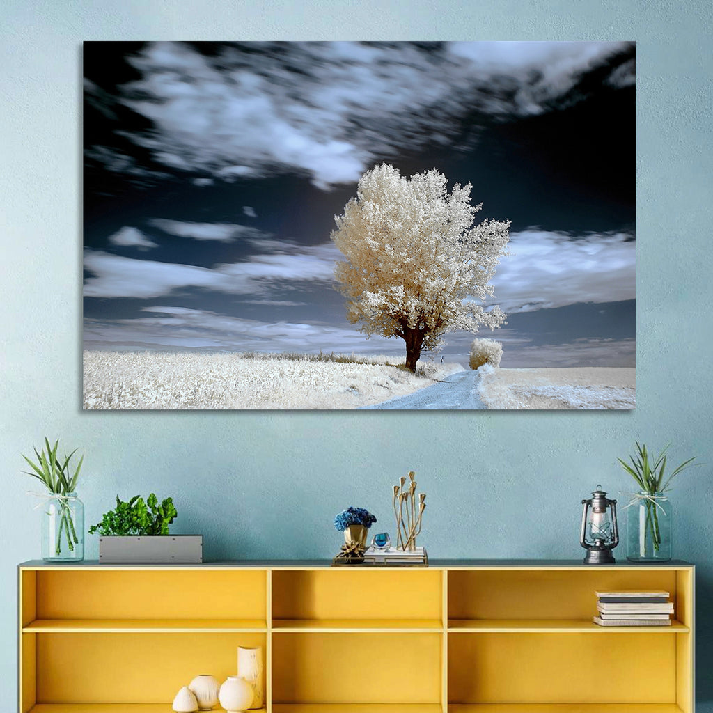 Infrared Winter Willow Tree Wall Art