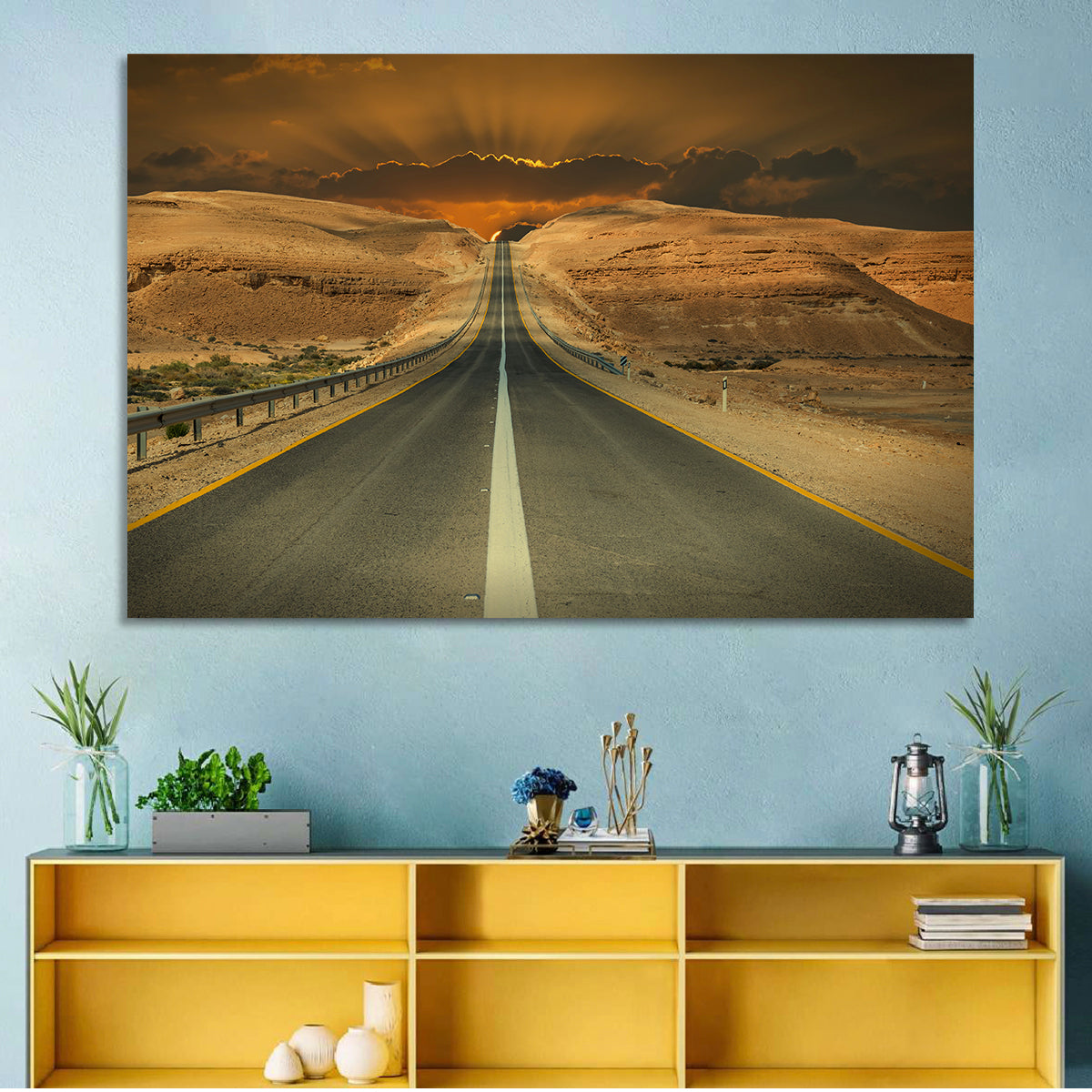 Negev Road at Sunset Wall Art in a room, landscape