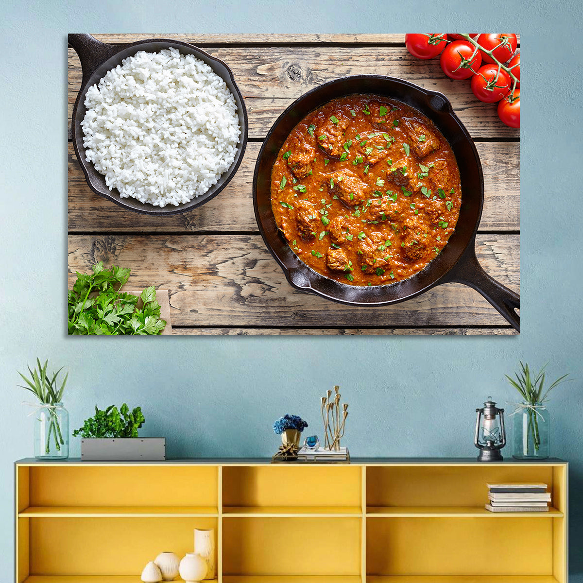 Rustic Beef Curry Wall Art in a room, landscape