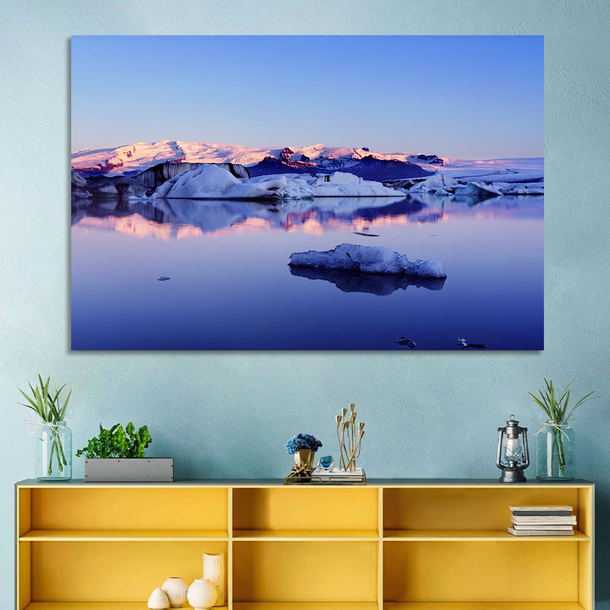 Jokulsarlon Glacier Lagoon Wall Art in a room, landscape