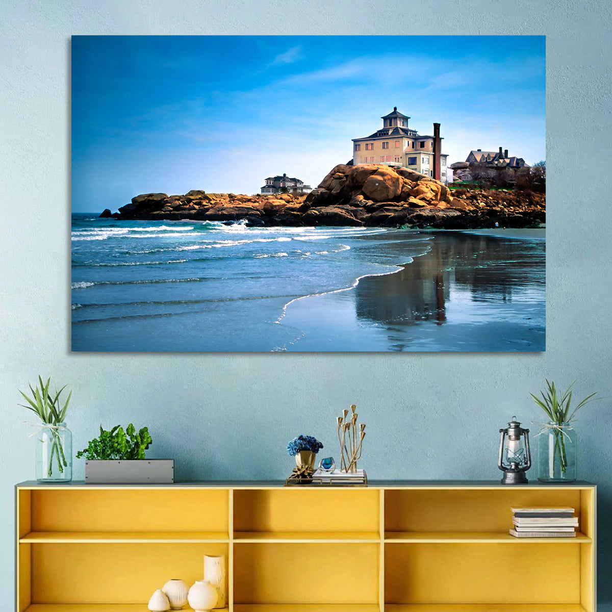 Cape Ann Beach Wall Art in a room, landscape