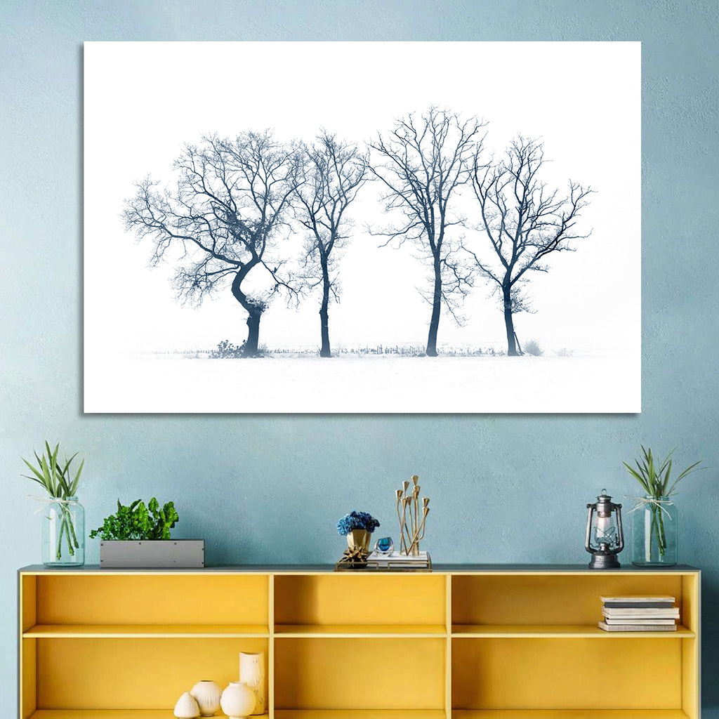 Four Bare Trees in Winter Wall Art