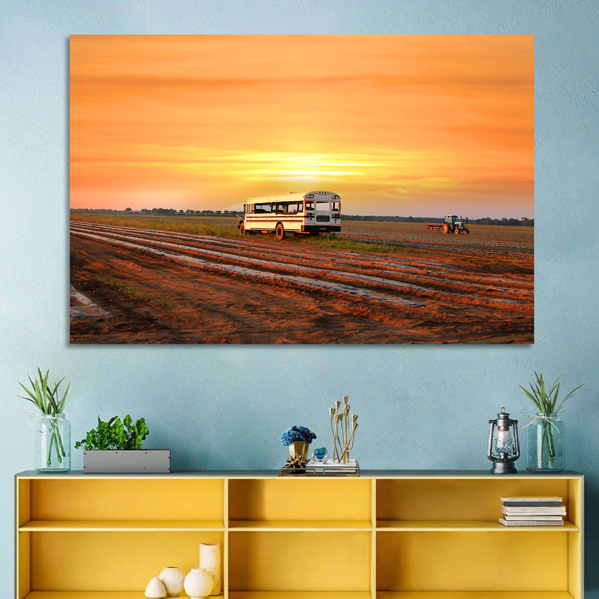 Indiana Farm Field at Golden Hour Wall Art in a room, landscape