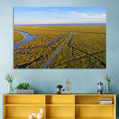 Delaware Bay Marshland Aerial Wall Art