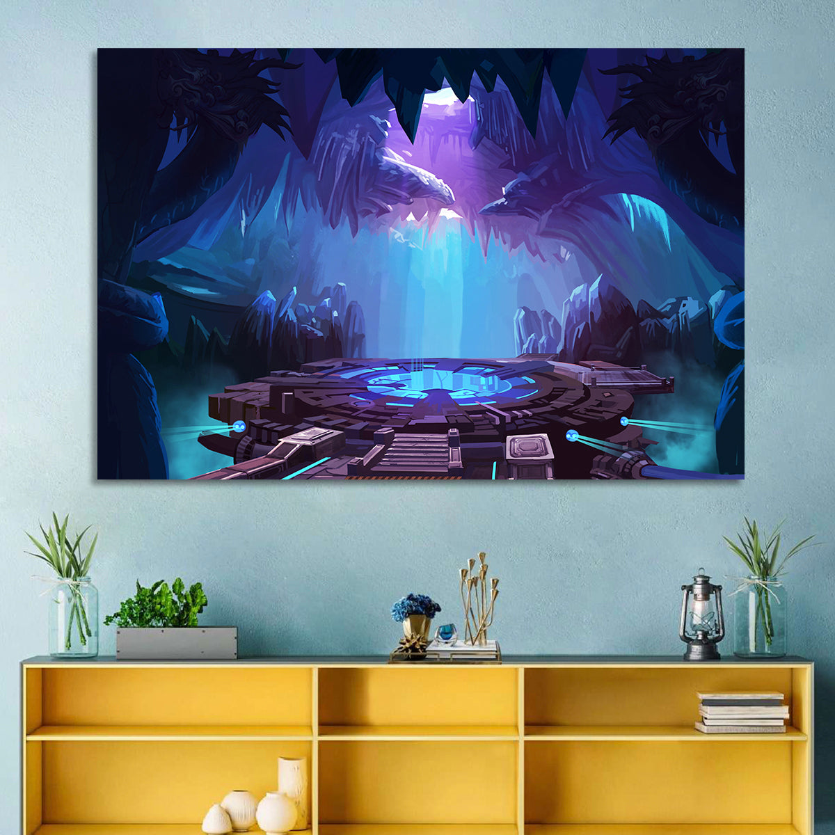 Alien Cave with Glowing Portal Wall Art