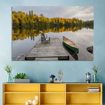 Ontario Autumn Lake Dock Wall Art