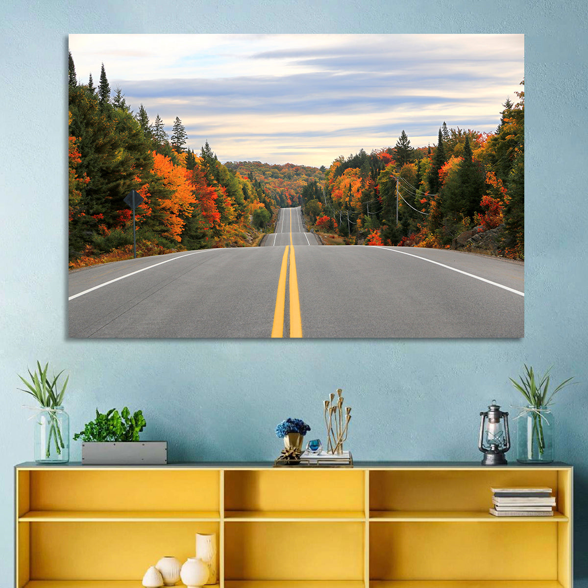 Algonquin Park Road Wall Art in a room, landscape