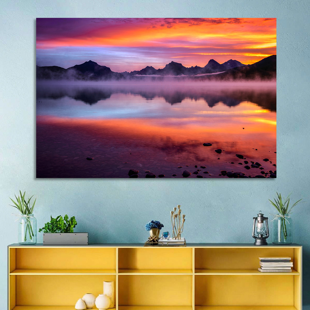 Lake Mcdonald Misty Sunset Wall Art