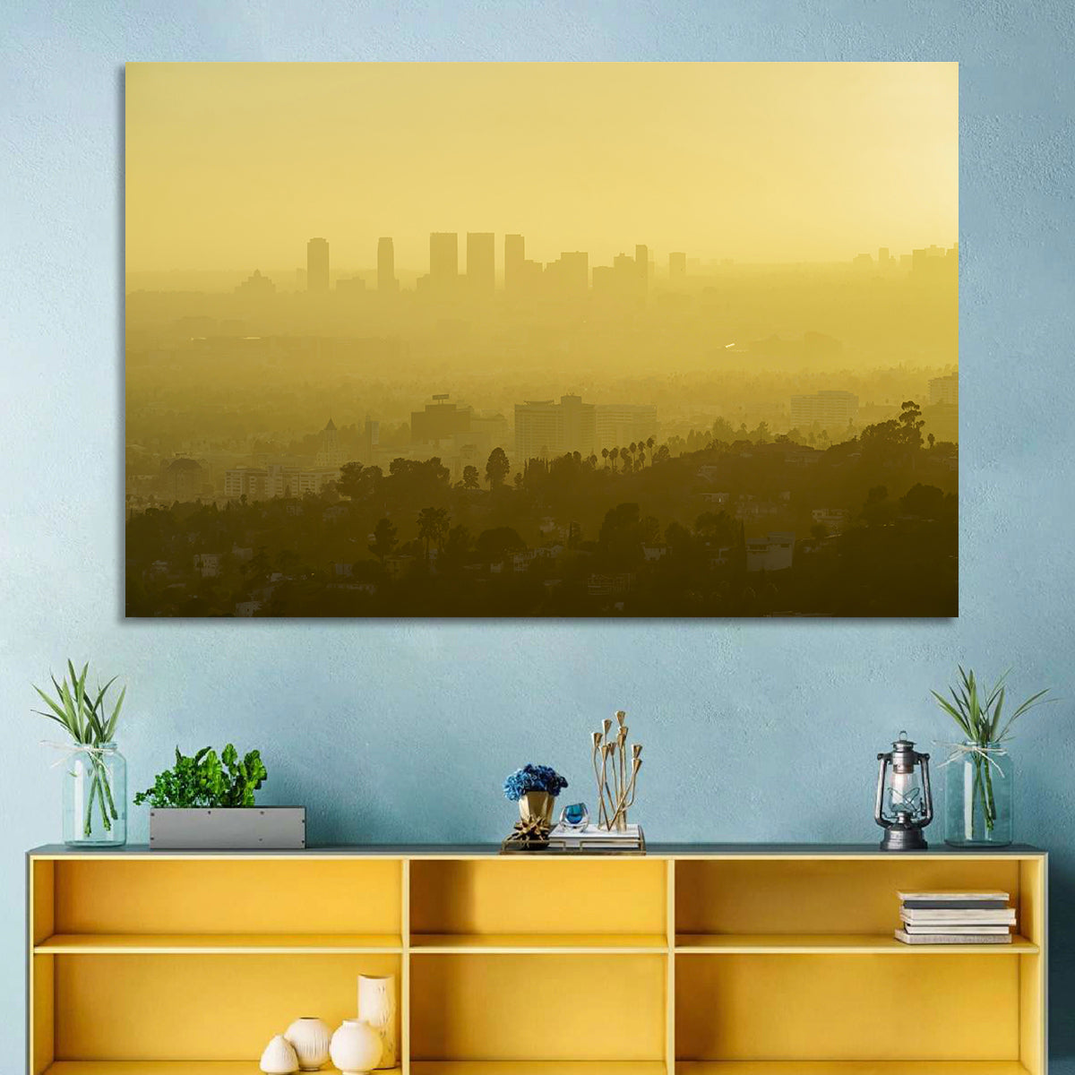Westwood Los Angeles in Golden Haze Wall Art in a room, landscape