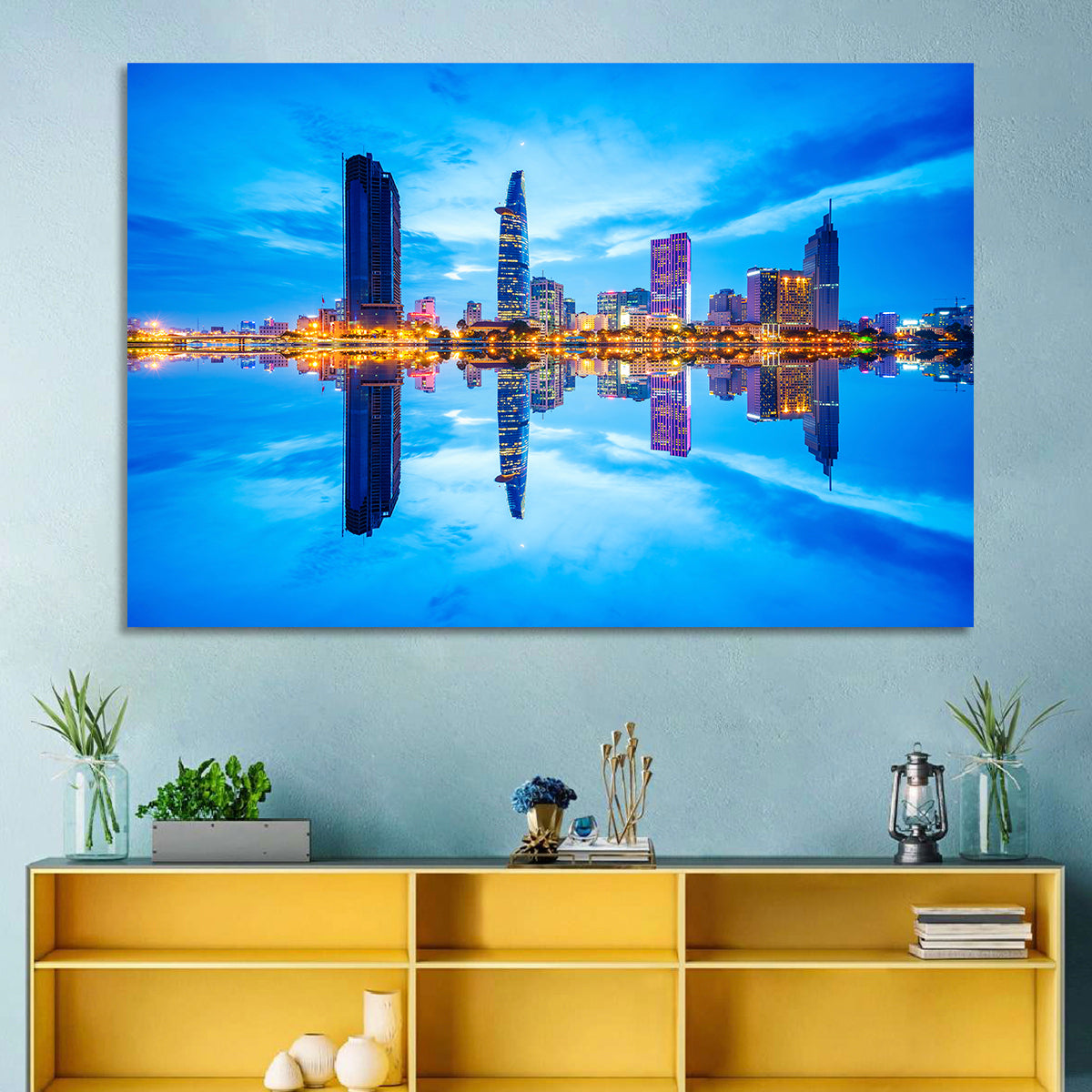 Ho Chi Minh City Skyline at Twilight Wall Art in a room, landscape