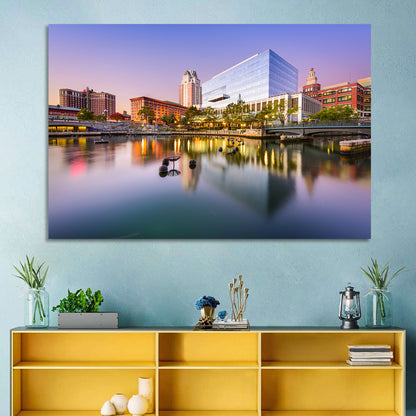 Providence River Skyline at Twilight Wall Art