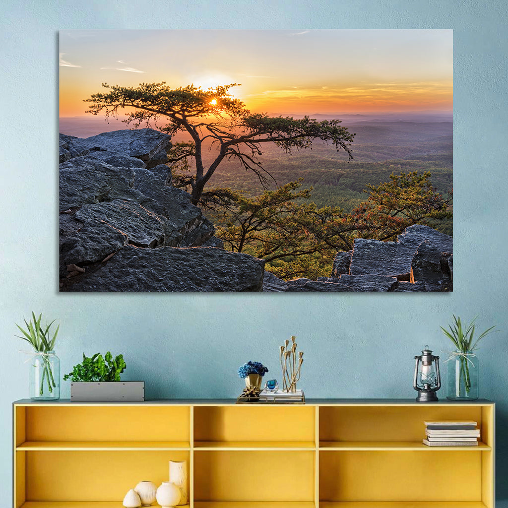 Cheaha State Park Sunset Over Pulpit Rock Wall Art