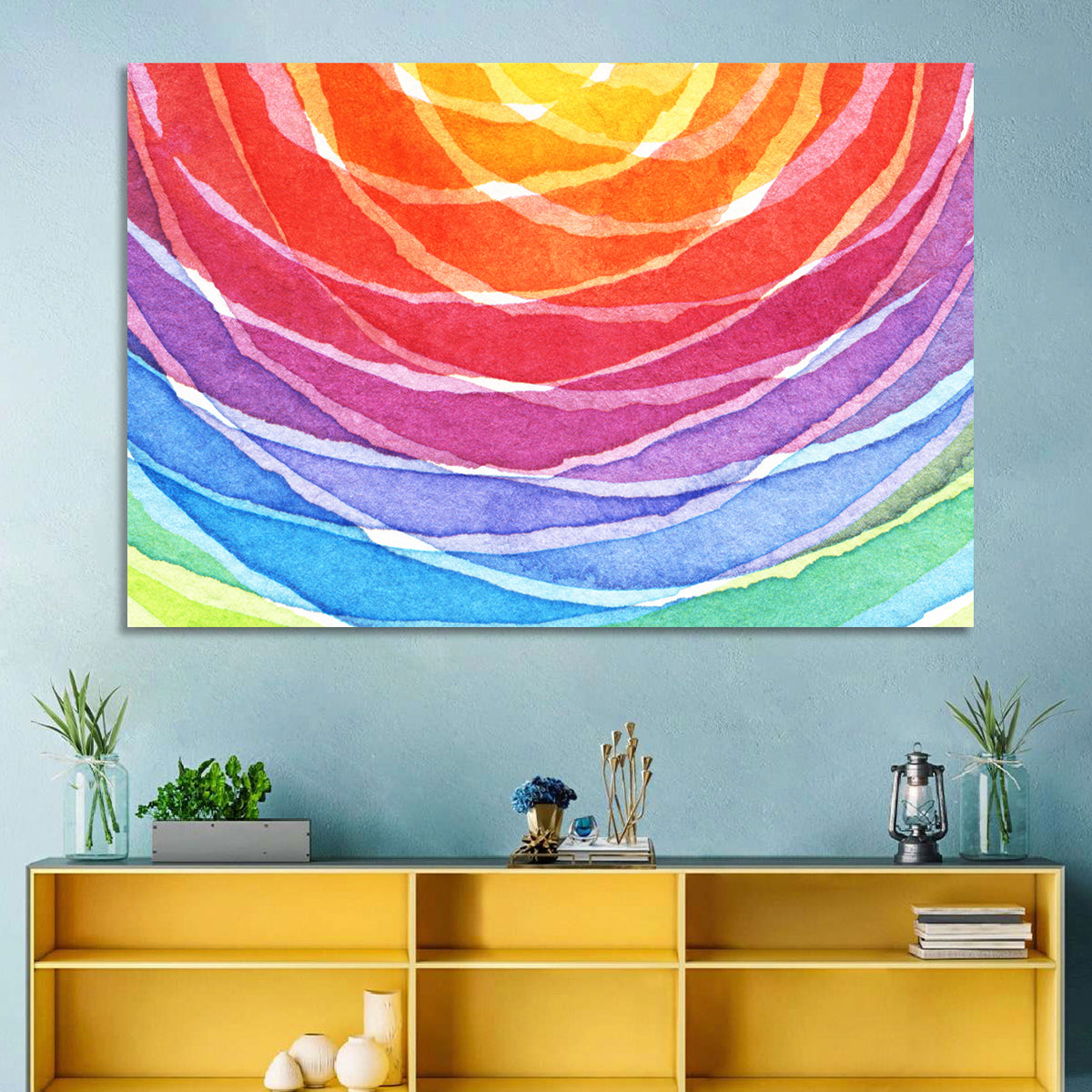 Radiant Rainbow Watercolor Arcs Wall Art