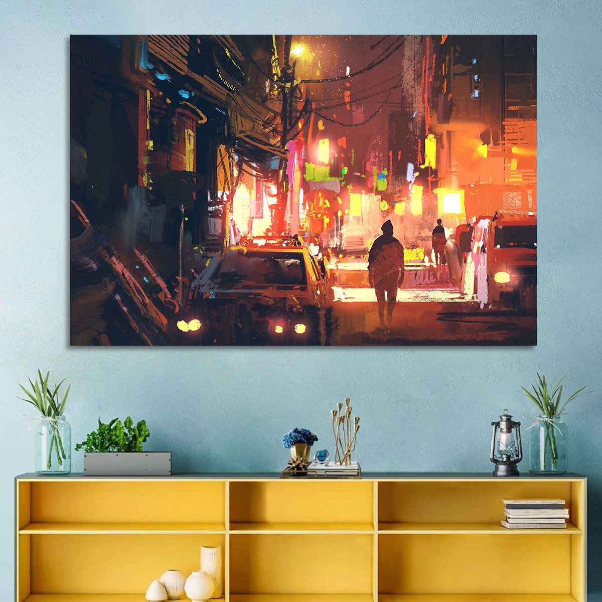 Old Street Lights at Night Wall Art