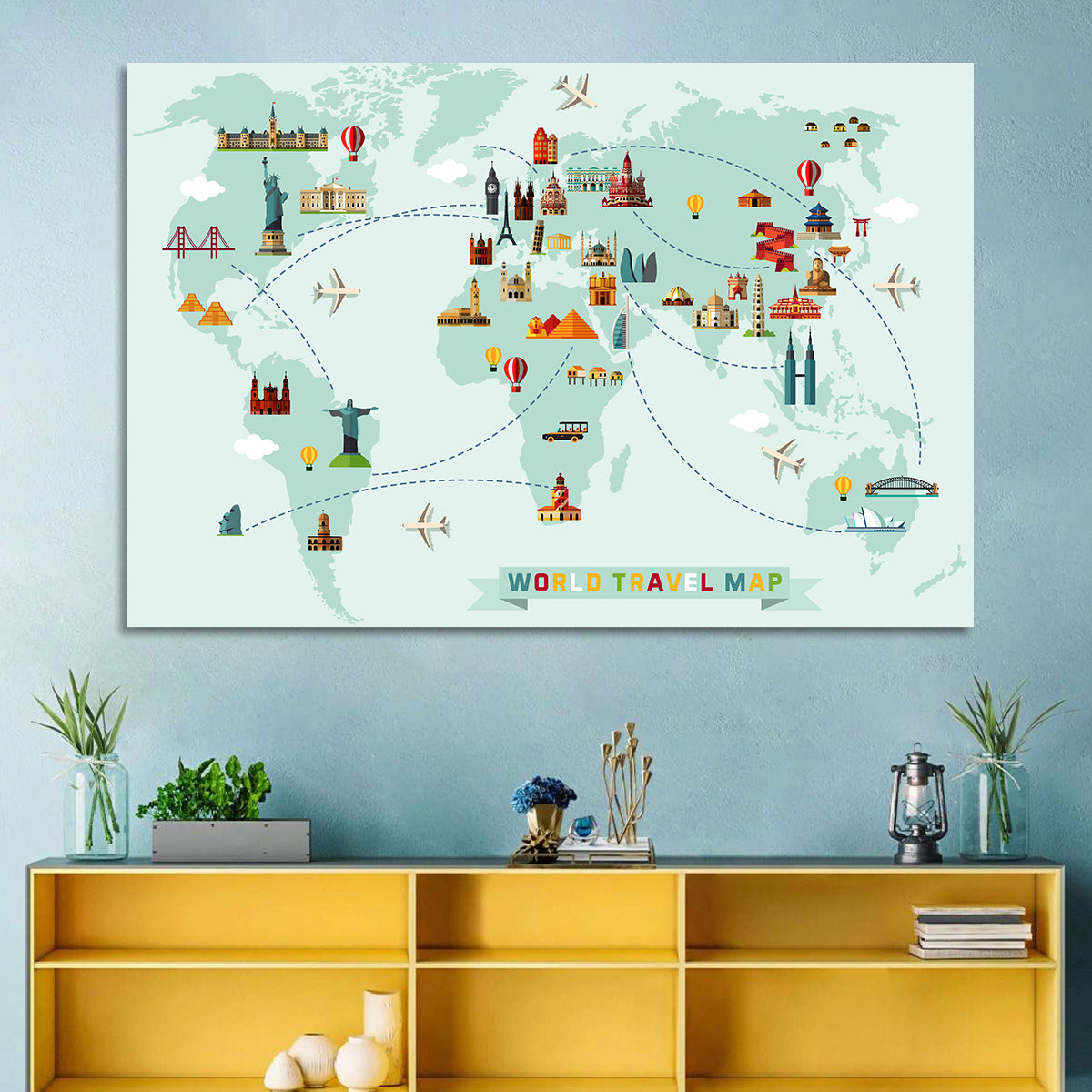 World Travel Map Wall Art