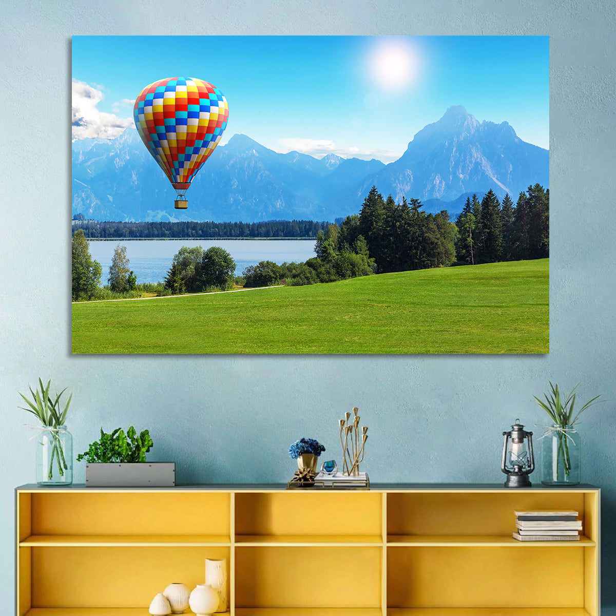 Bavarian Lake with Hot Air Balloon Wall Art