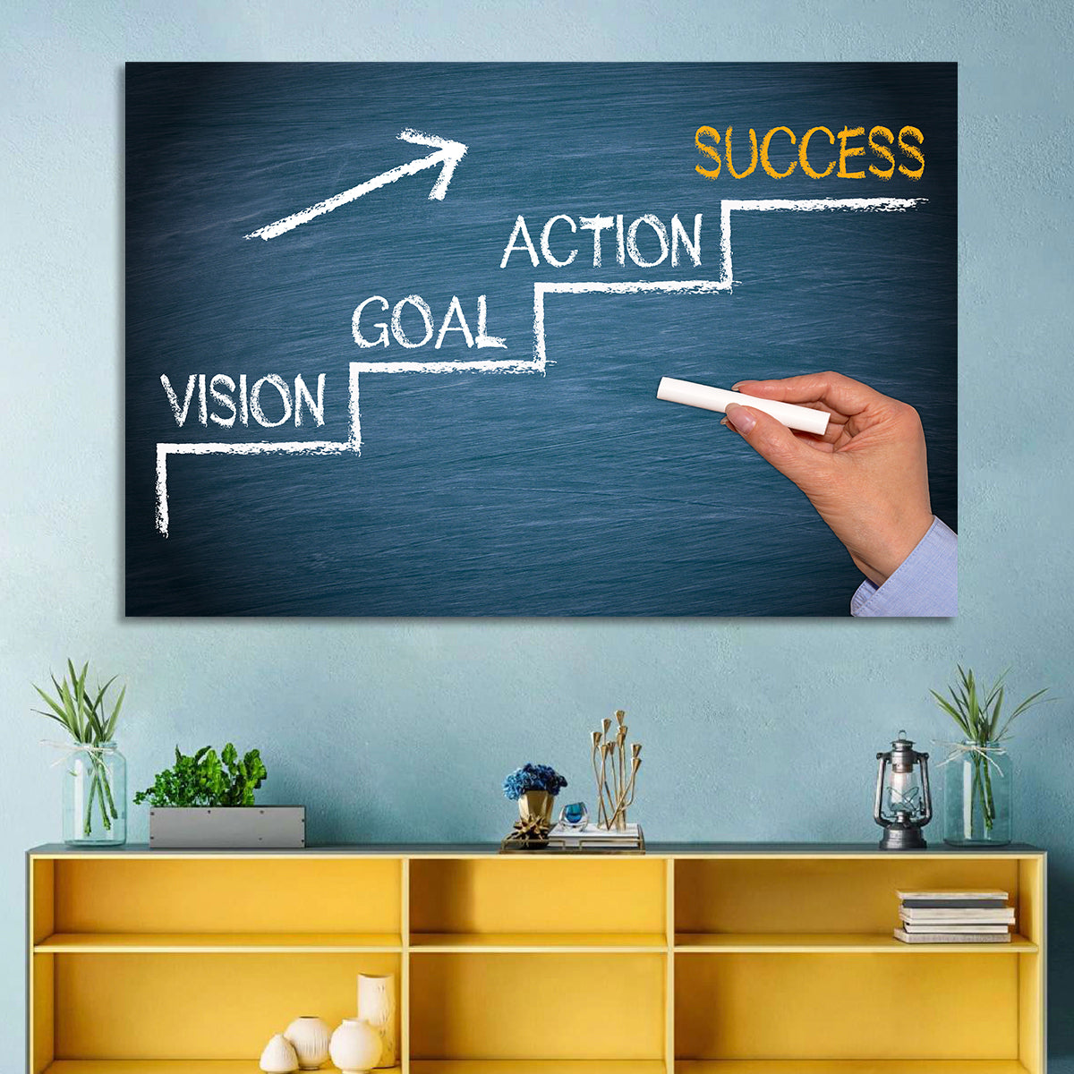 Vision Goal Action Success Chalk Diagram Wall Art