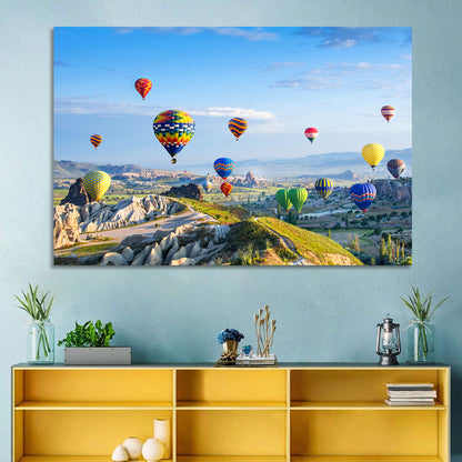 Cappadocia Hot Air Balloons Over Rock Valleys Wall Art