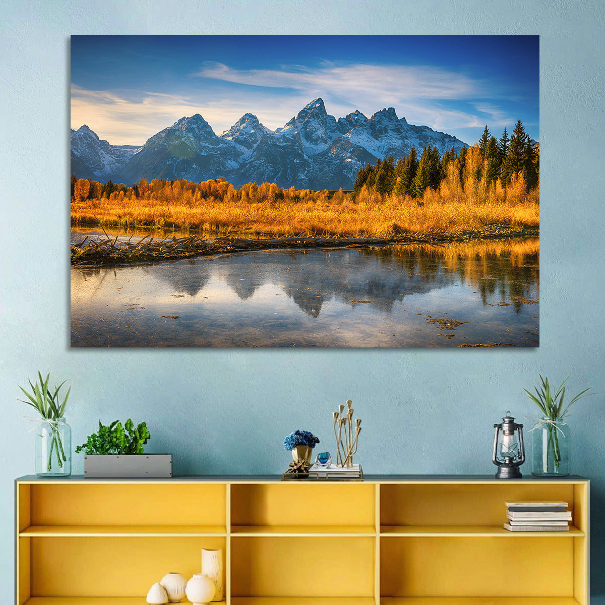 Grand Tetons Golden Reflection Wall Art