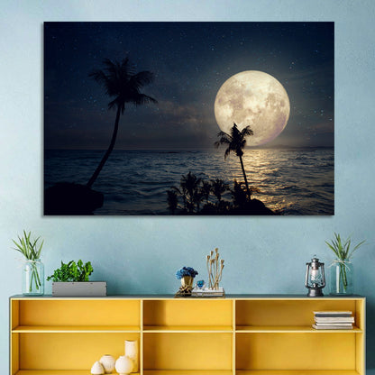 Supermoon Over Tropical Beach Wall Art