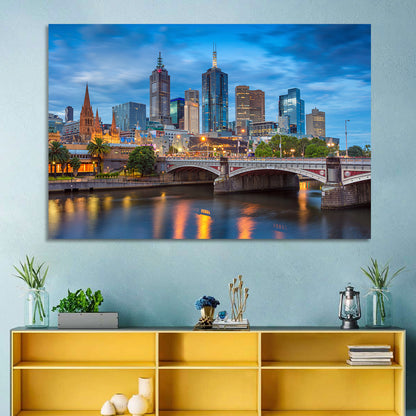 Melbourne Blue Hour Skyline Wall Art
