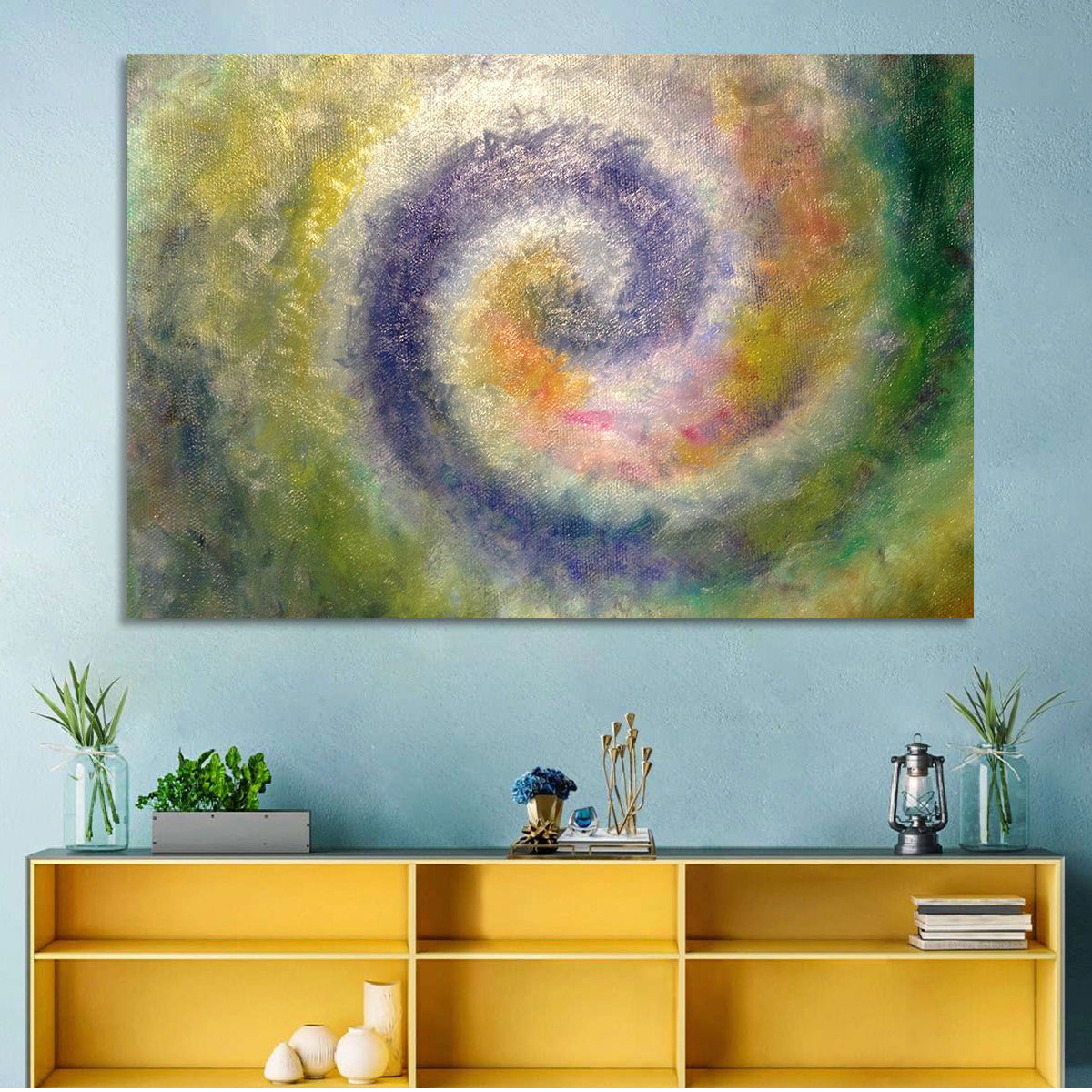 Spiral Golden Ratio Wall Art in a room, landscape