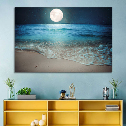 Full Moon Over Beach Wall Art