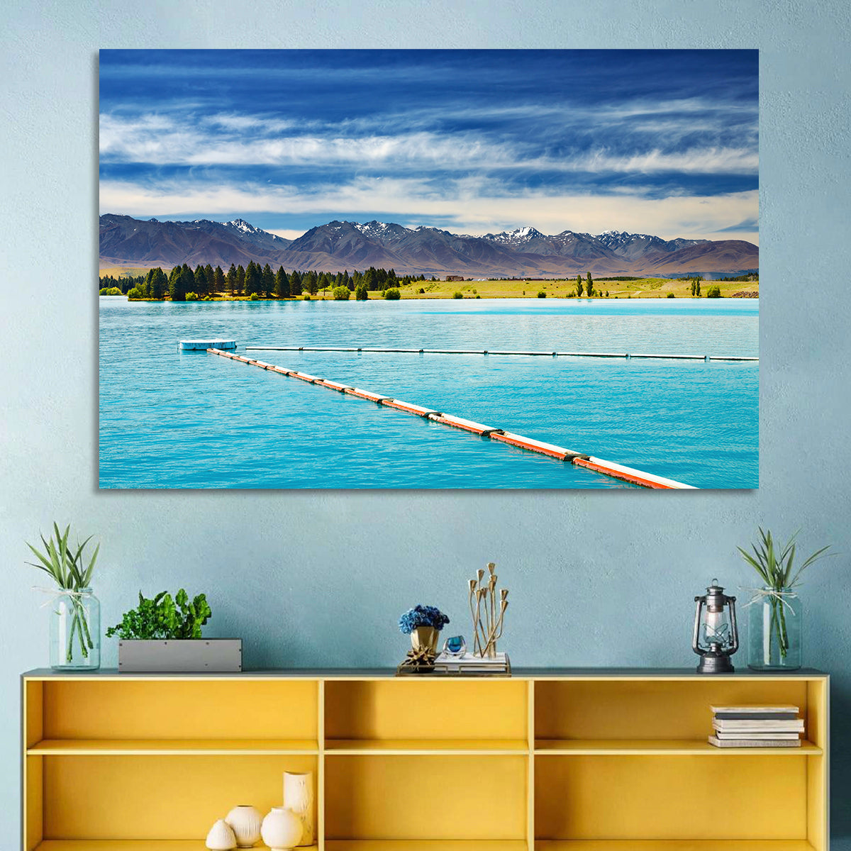 Lake Ruataniwha Landscape Wall Art in a room, landscape