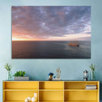 Sunlit Tall Ship at Sea Wall Art