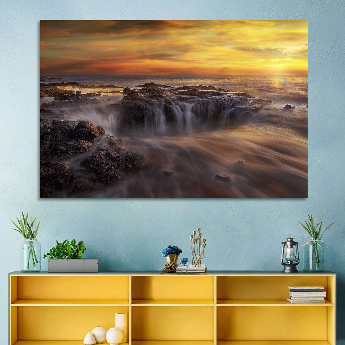 Thors Well at Cooks Chasm Sunset Wall Art in a room, landscape
