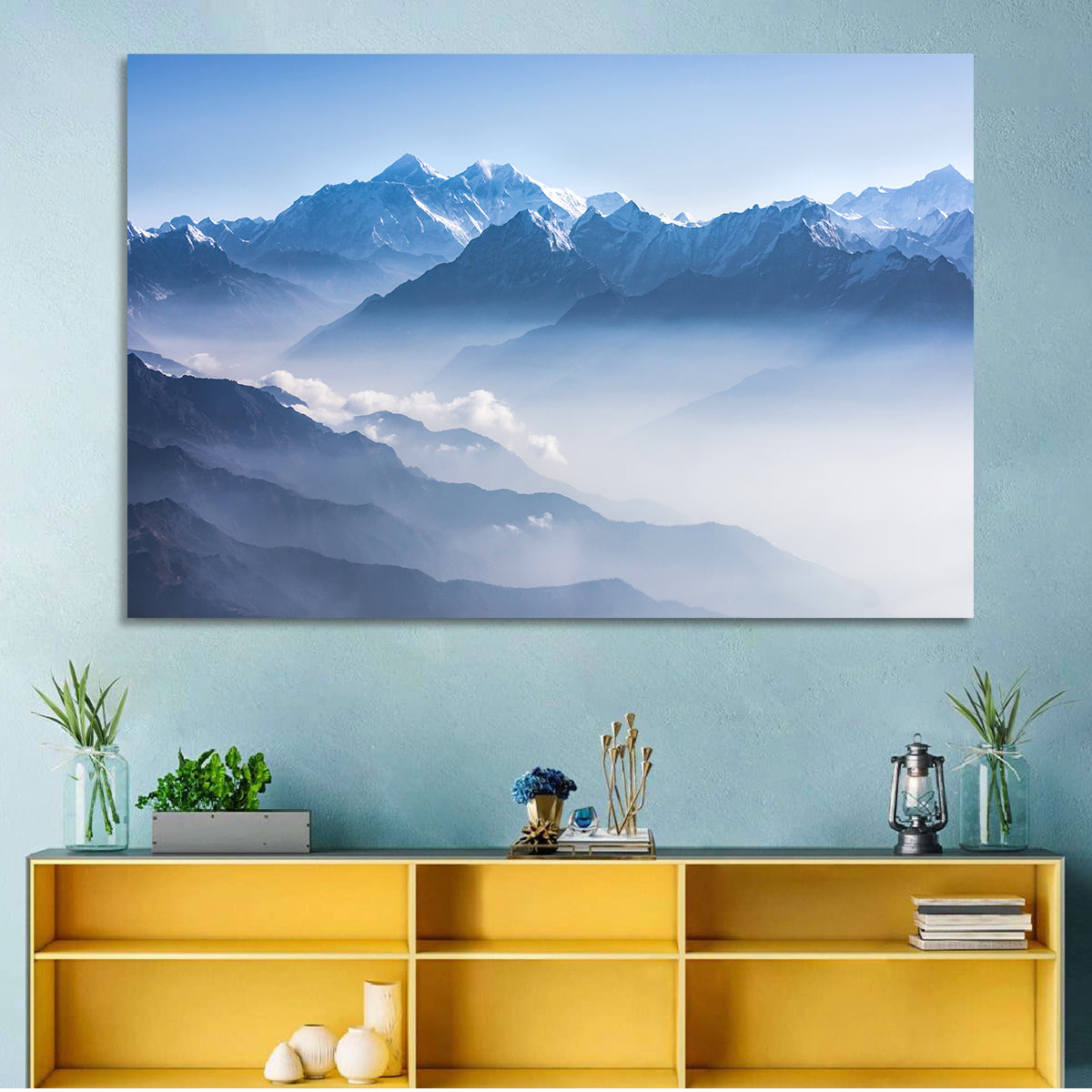 Mount Everest Wall Art in a room, landscape