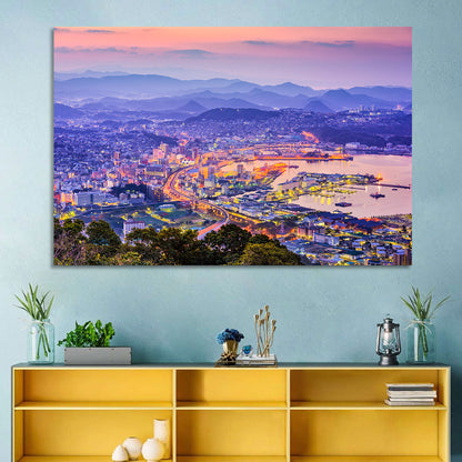 Sasebo Downtown Twilight Harbor Wall Art