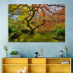 Gnarled Japanese Maple by Garden Pond Wall Art