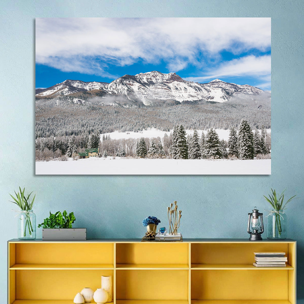 Colorado Snowy Mountain Cabin Wall Art