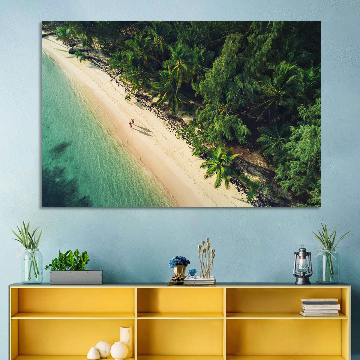 Dominica Beach Aerial, Late Afternoon Wall Art in a room, landscape