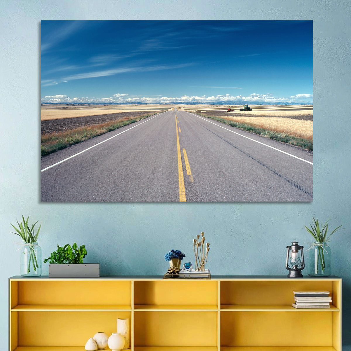 Infinite Road, Montana Wall Art in a room, landscape