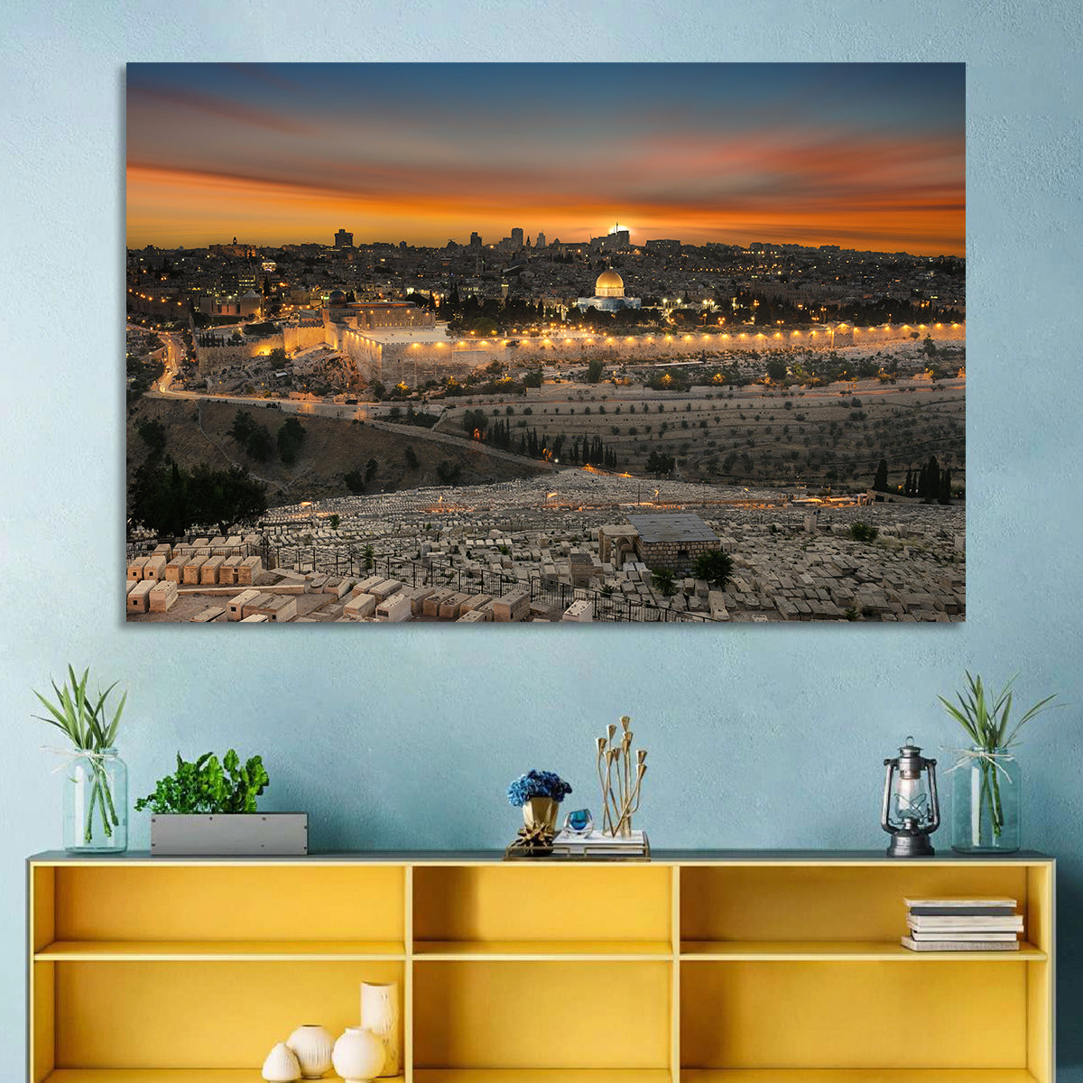 Jerusalem Sunset Over Temple Mount Wall Art