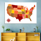 Stylized United States Map Wall Art