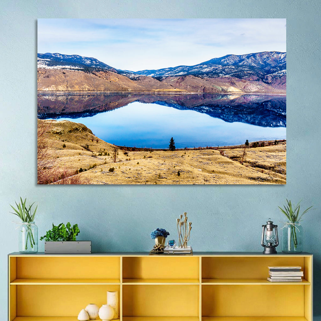 Kamloops Lake Sunset with Snow Capped Peaks Wall Art