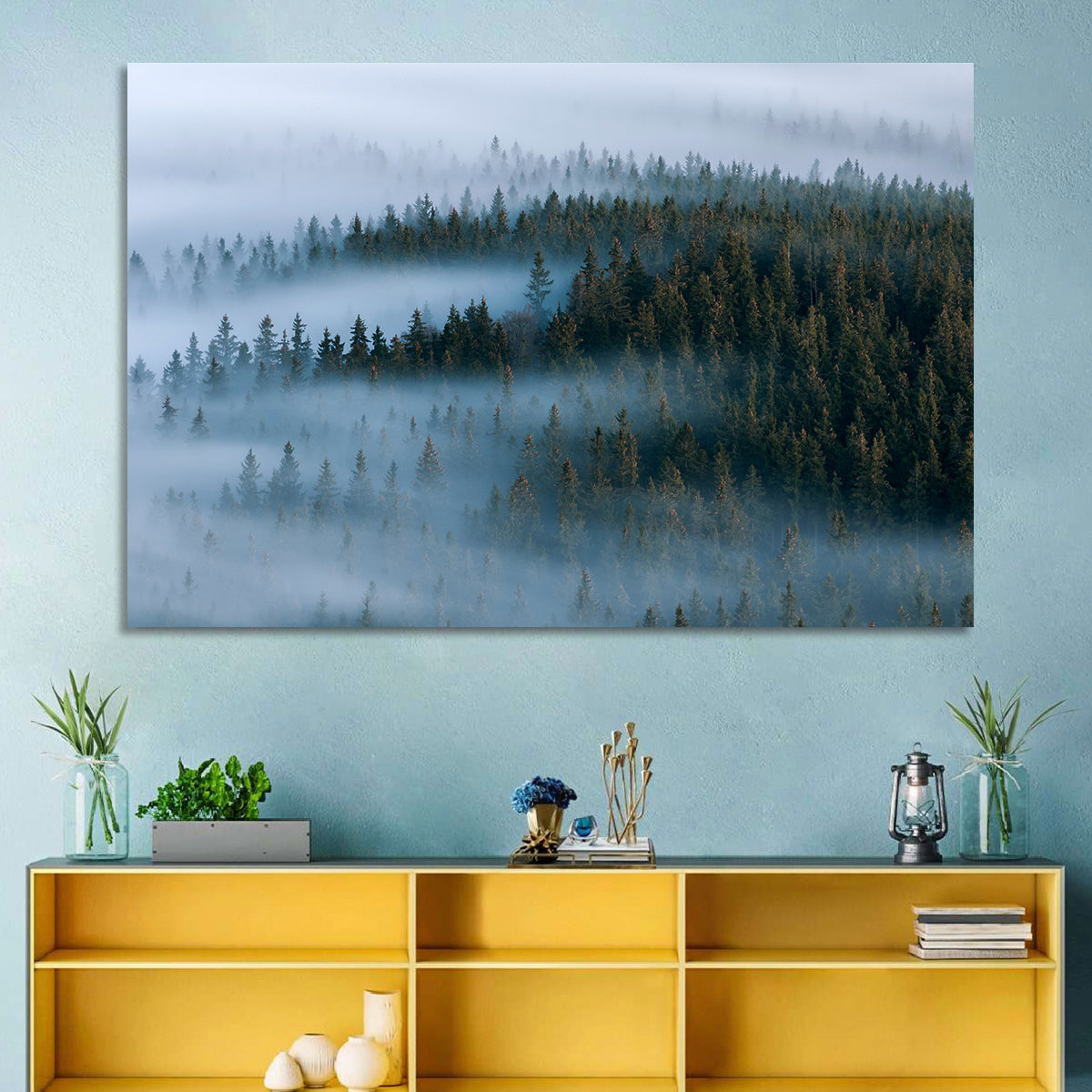 Morning Mist Over Pine Valley Wall Art