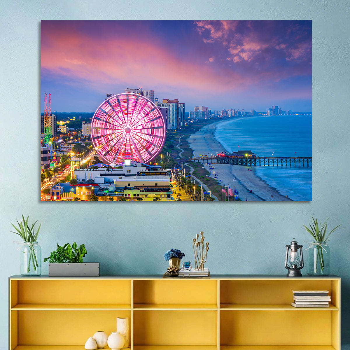 Myrtle Beach Skywheel at Twilight Wall Art in a room, landscape