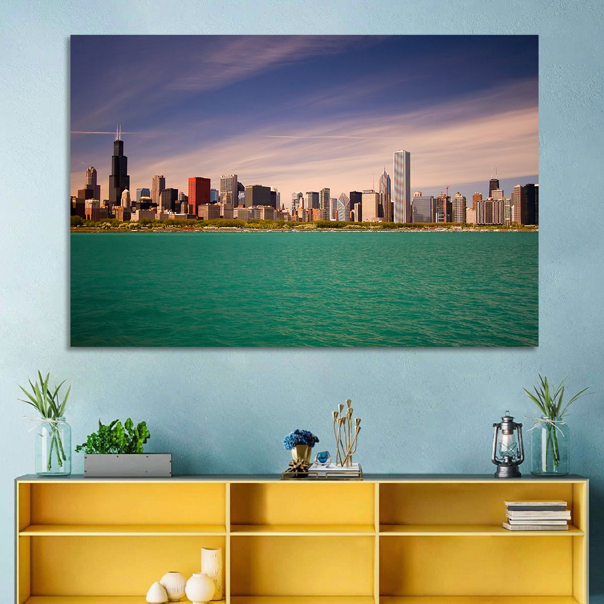 Chicago Skyline Above Lake Michigan Wall Art