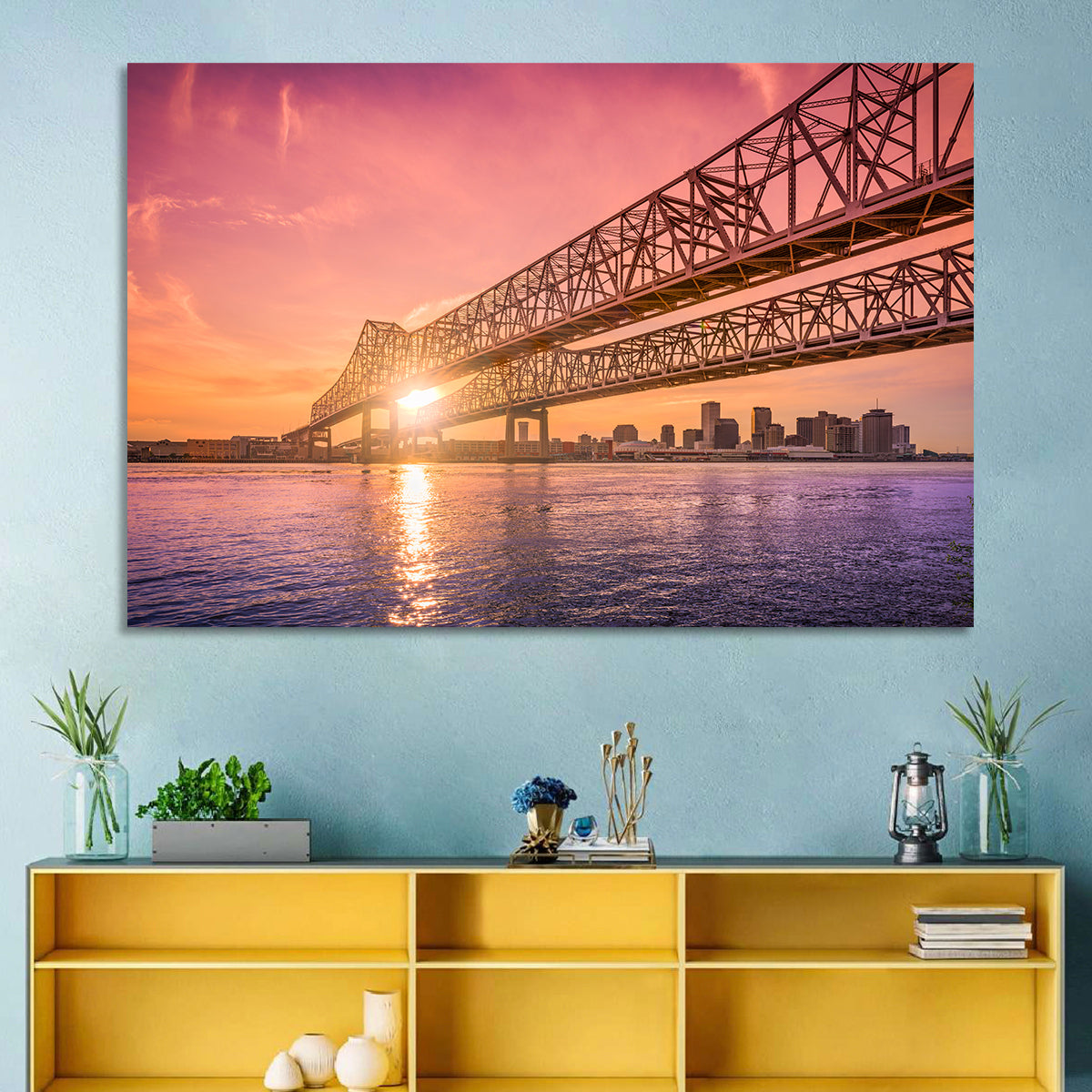 Crescent City Connection at Sunset Wall Art