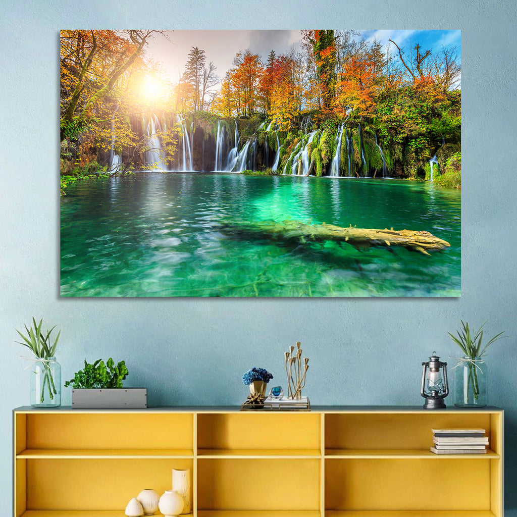 Autumn Waterfalls at Plitvice Lakes Wall Art
