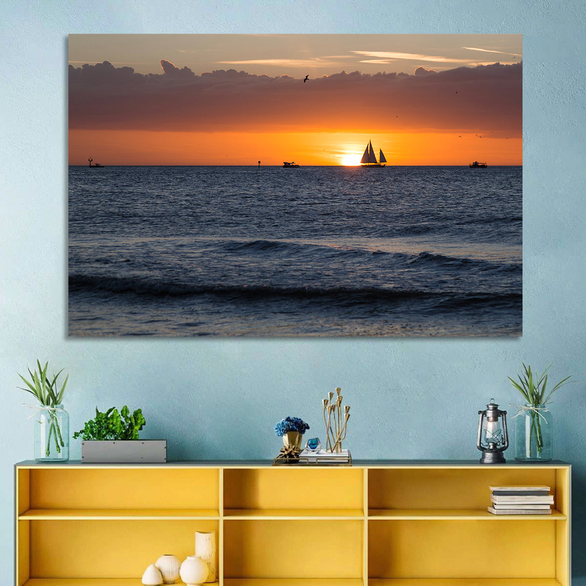 Florida Sailboat Sunset Wall Art