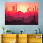 Sunset Desert Cacti Wall Art