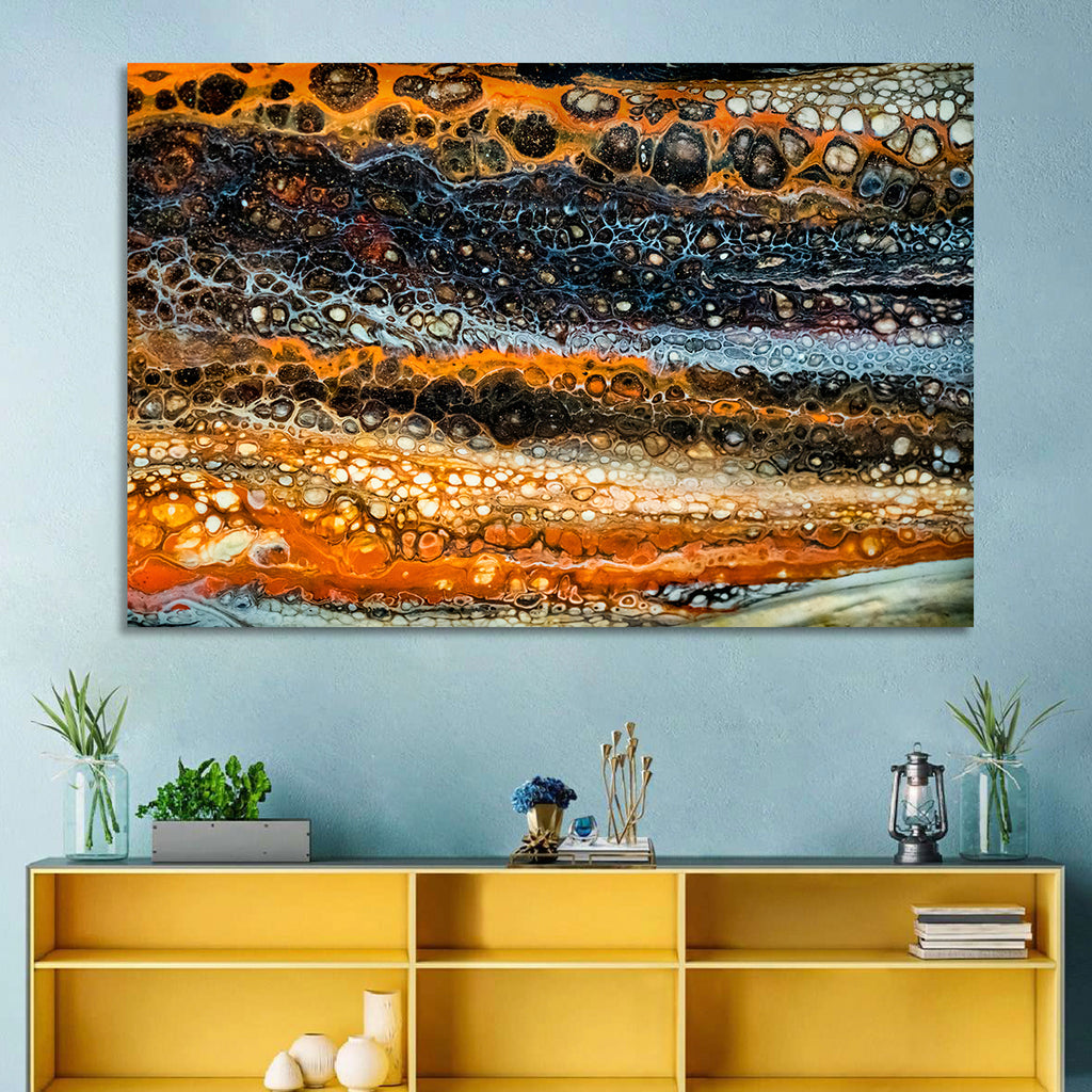 Cosmic River Strata Abstract Pour Wall Art